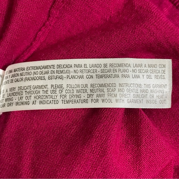 Massimo Dutti Pink Wool-Cashmere Front Pockets V-neck Back Keyhole Bow Sweater - Picture 9 of 13